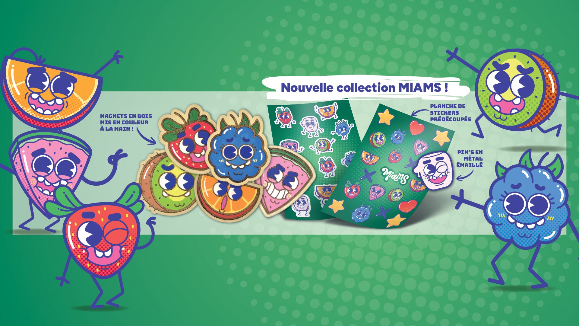 bannière de présentation des produits de la licence du jeu de société Miams de chez Kyf Editions