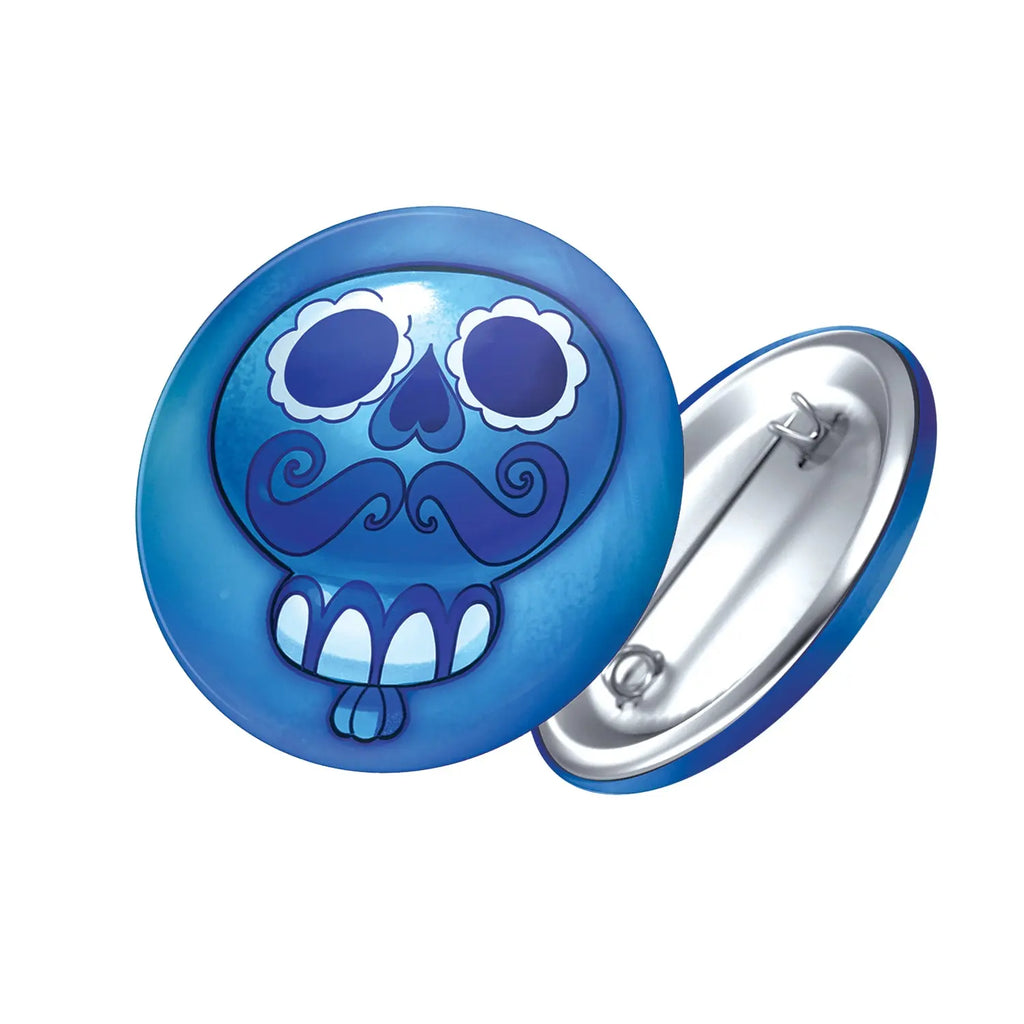 badge métal finition matte ballon bleu viva catrina