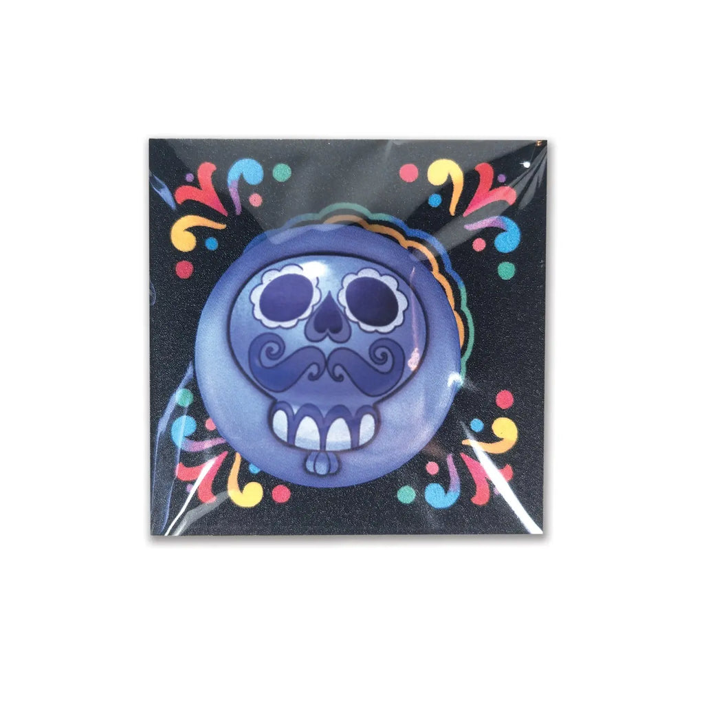 badge métal finition matte ballon bleu viva catrina