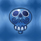 badge métal finition matte ballon bleu viva catrina