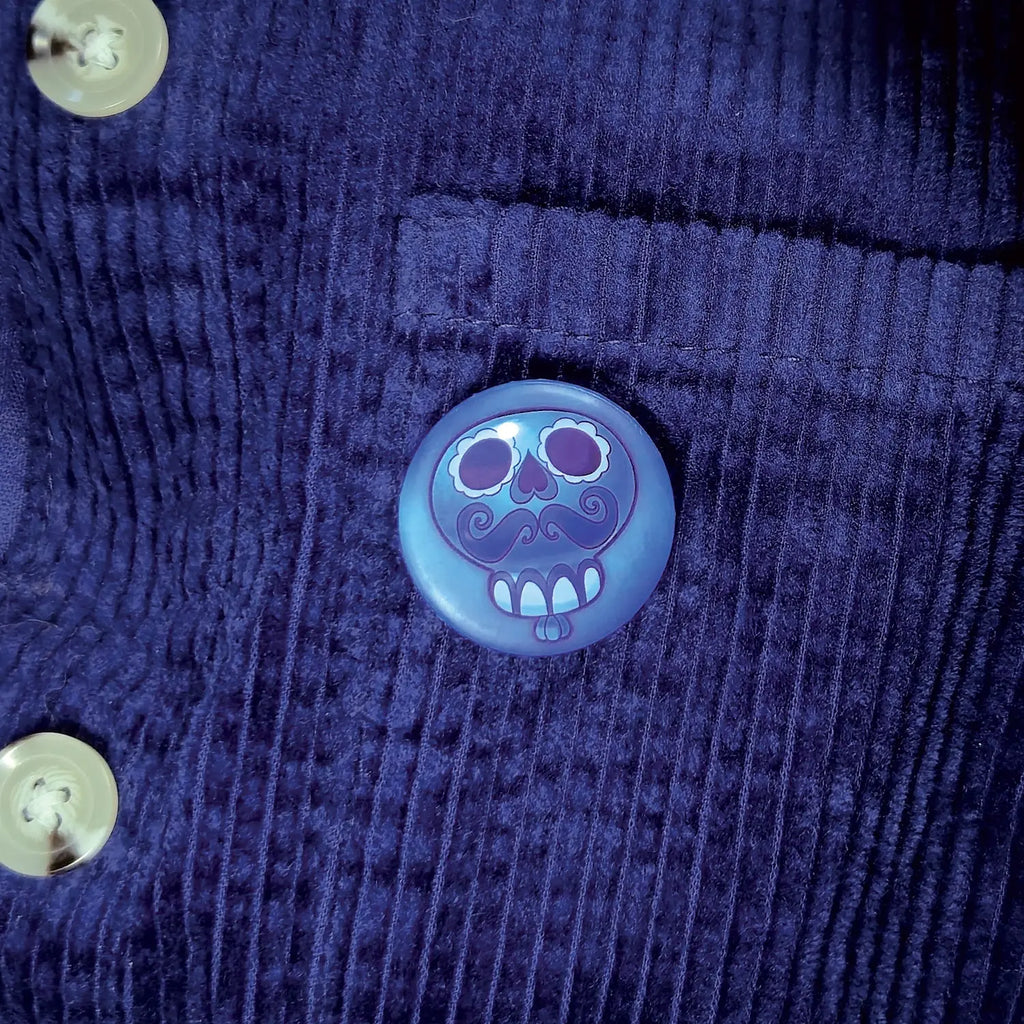 badge métal finition matte ballon bleu viva catrina