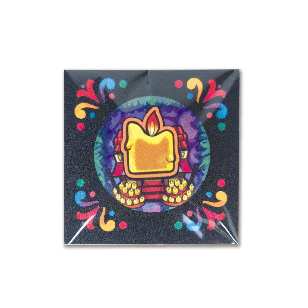 badge métal finition matte bougie viva catrina