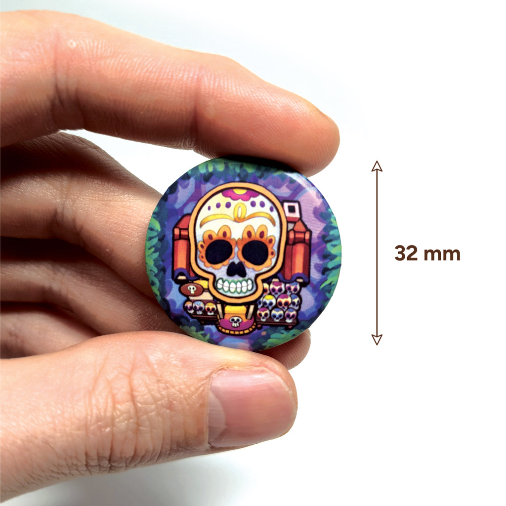 badge métal finition matte calavera viva catrina