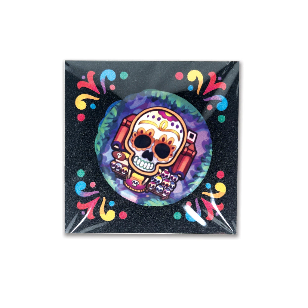 badge métal finition matte calavera viva catrina