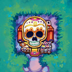 badge métal finition matte calavera viva catrina