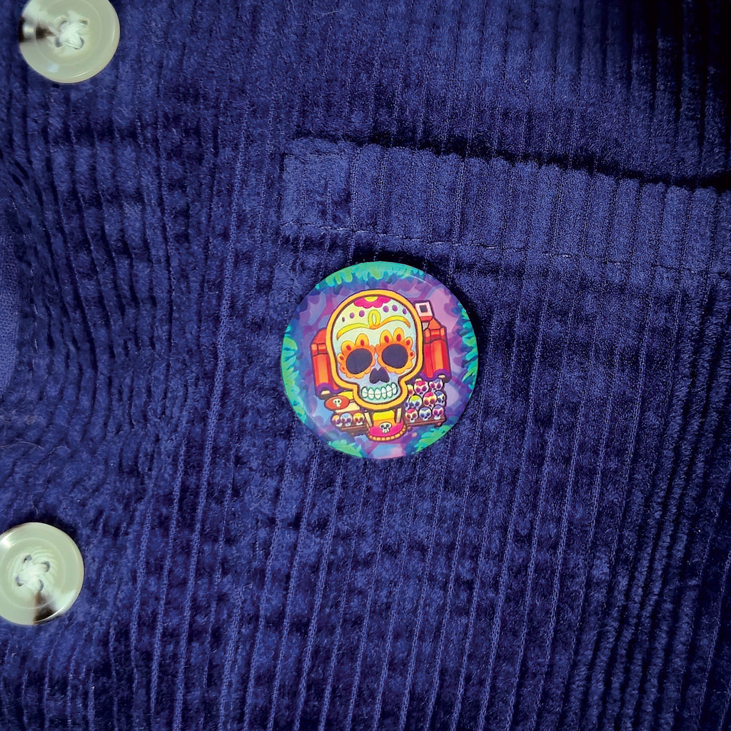 badge métal finition matte crane viva catrina