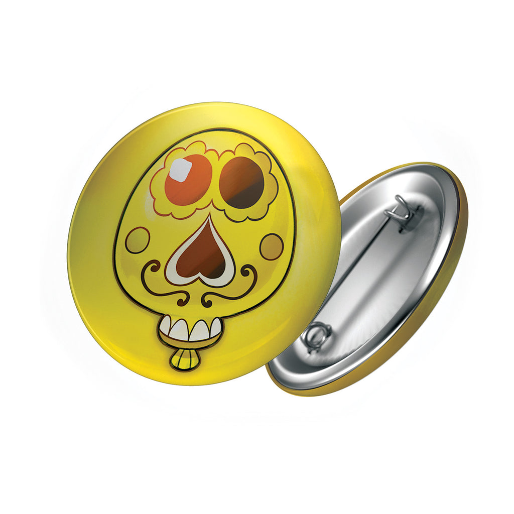 badge métal finition matte ballon jaune viva catrina