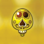 badge métal finition matte ballon jaune viva catrina