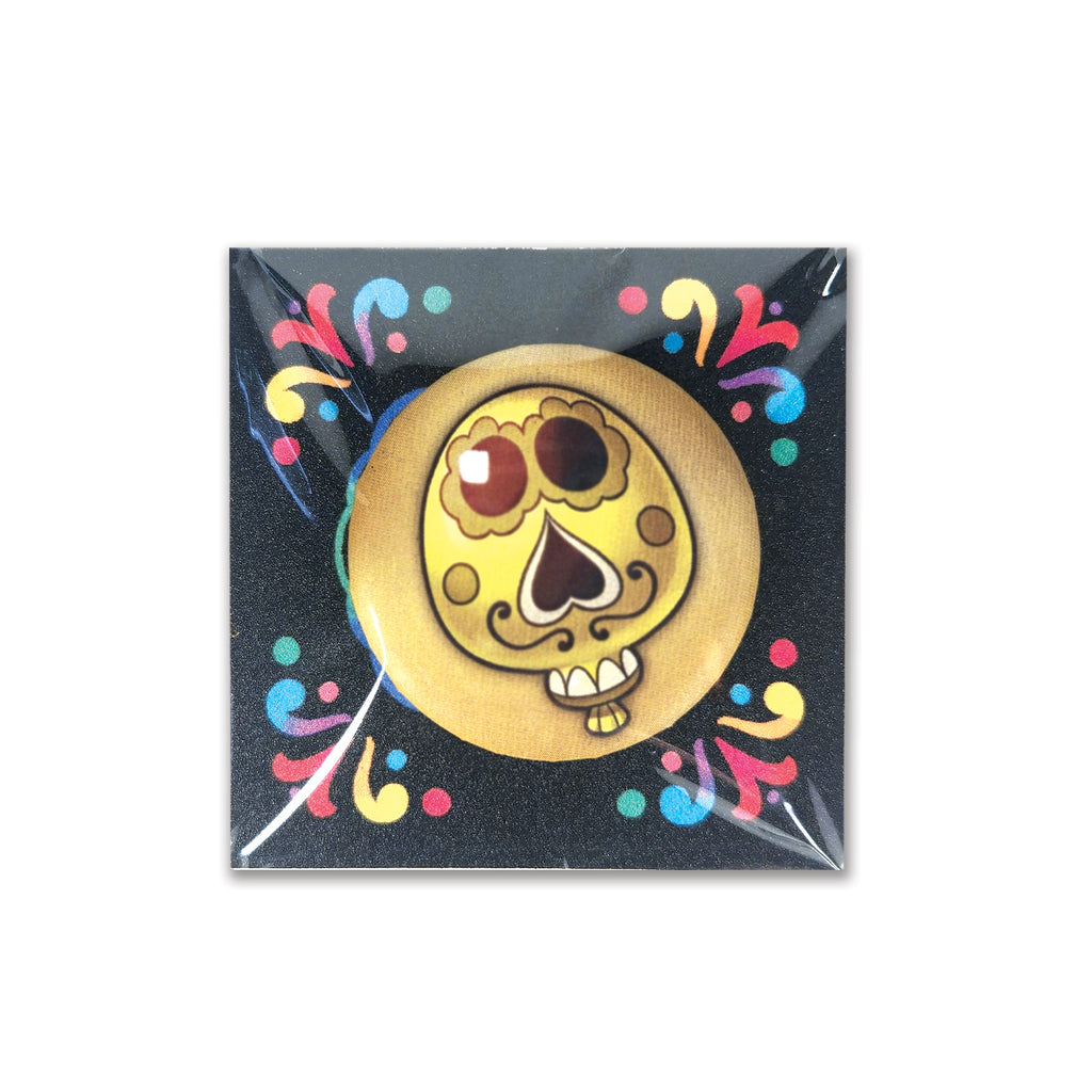 badge métal finition matte ballon jaune viva catrina