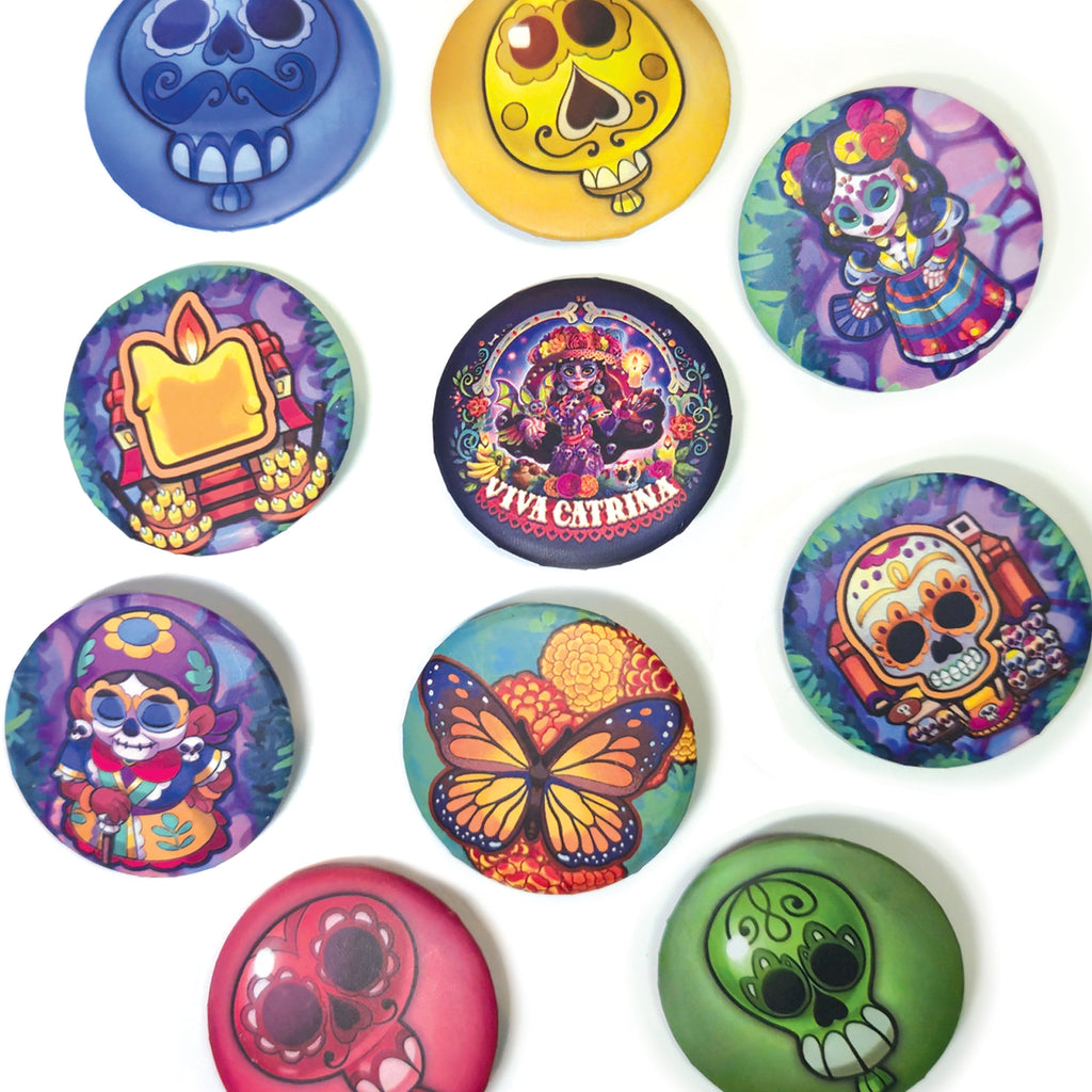 badge métal finition matte lot 10 modeles viva catrina