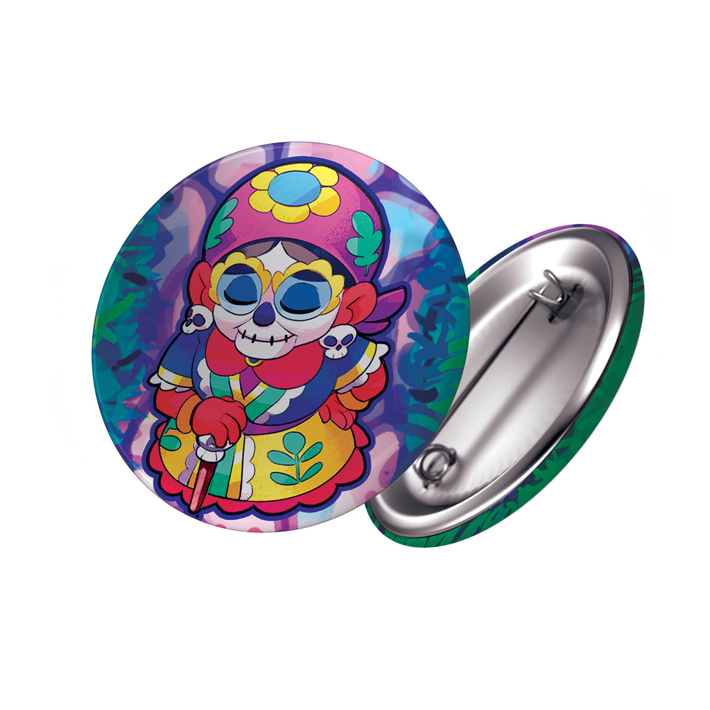 badge métal finition matte mamie viva catrina