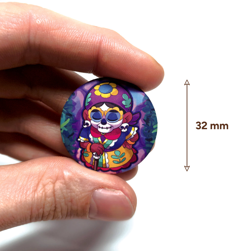 badge métal finition matte mamie viva catrina