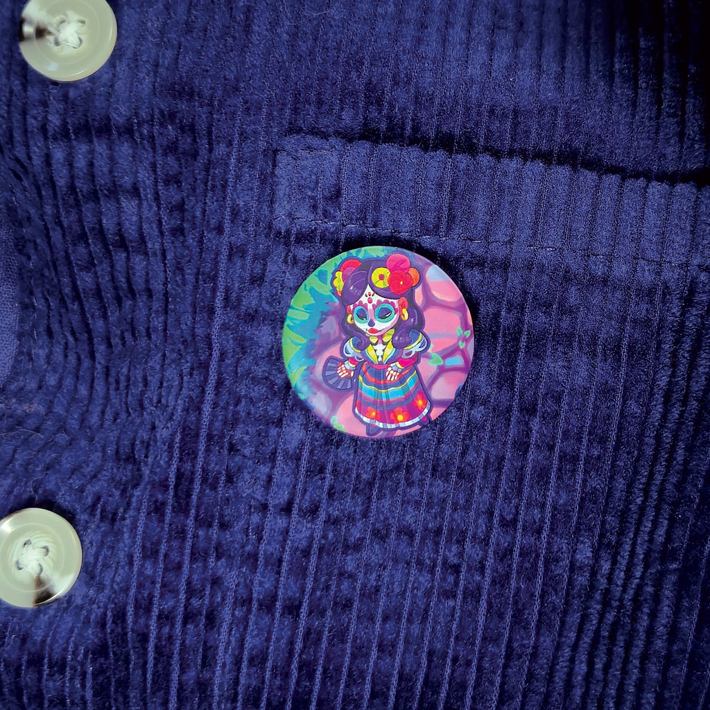 badge métal finition matte mujer viva catrina