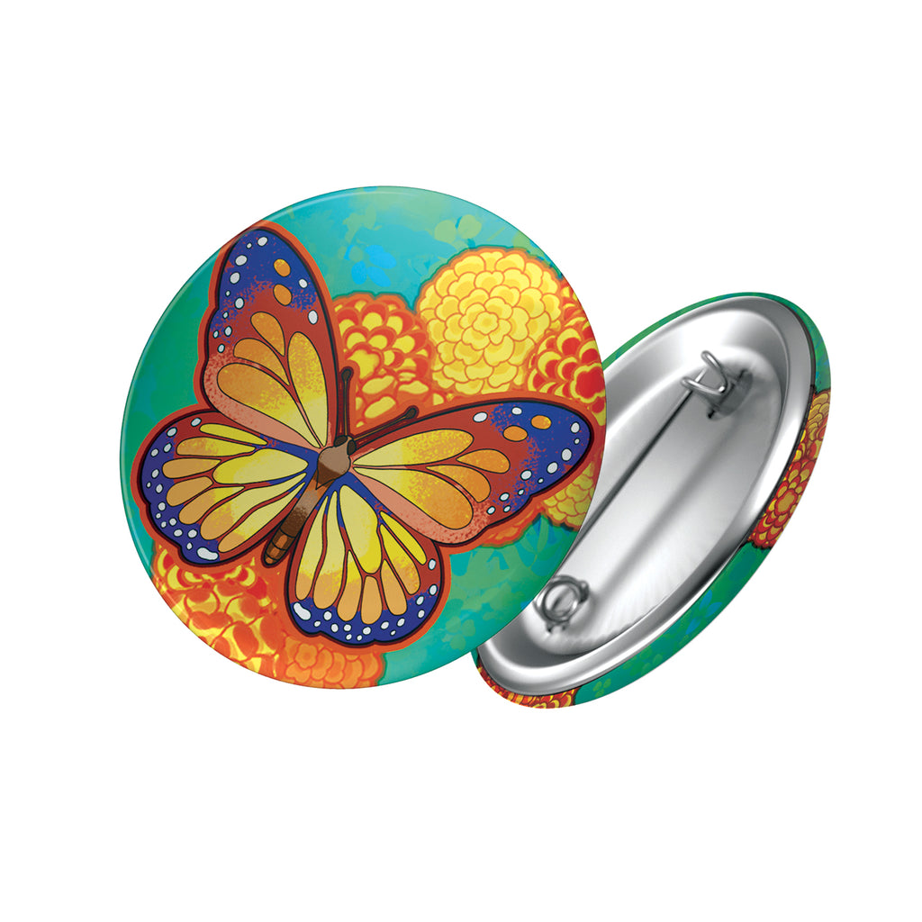badge métal finition matte papillon viva catrina