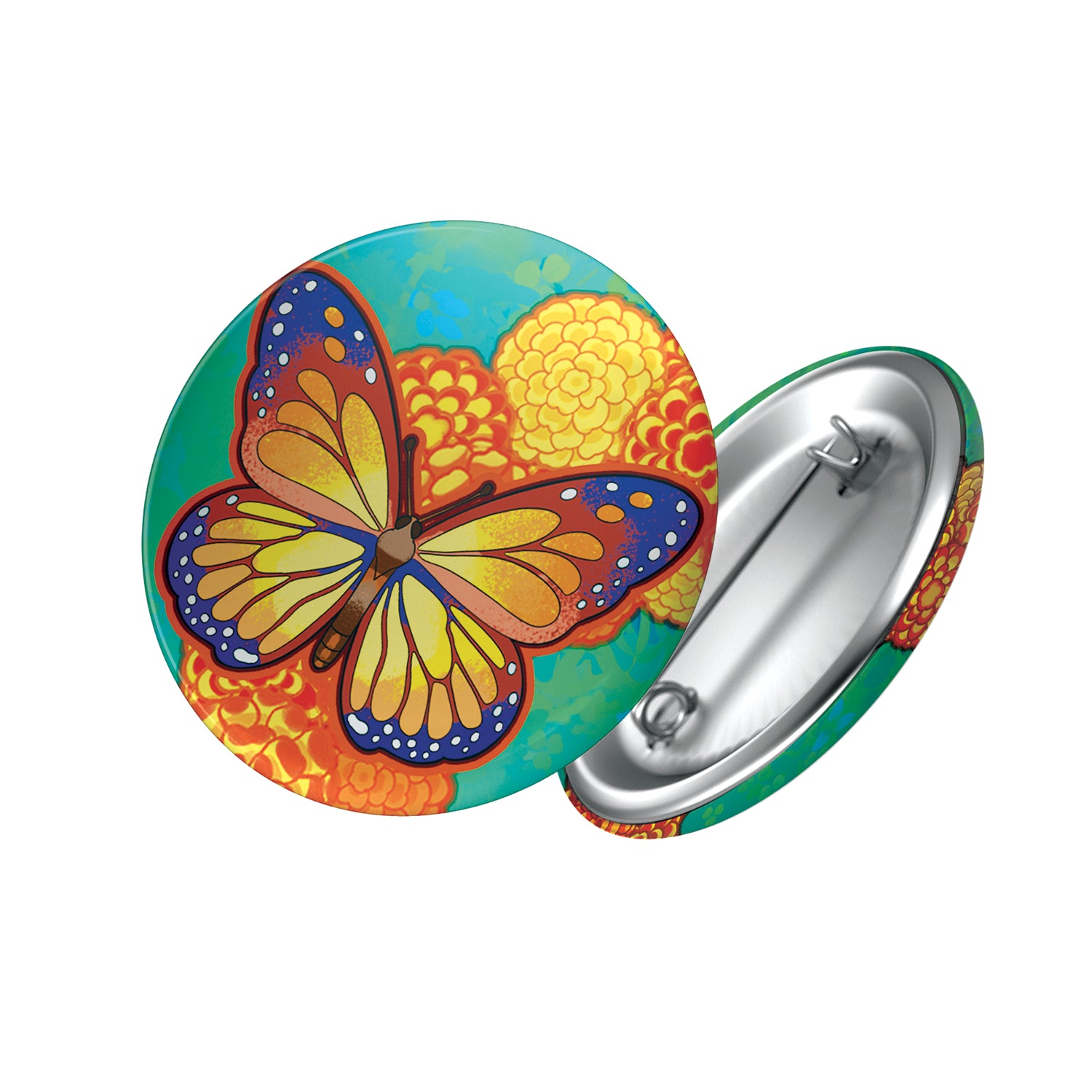 badge métal finition matte papillon viva catrina