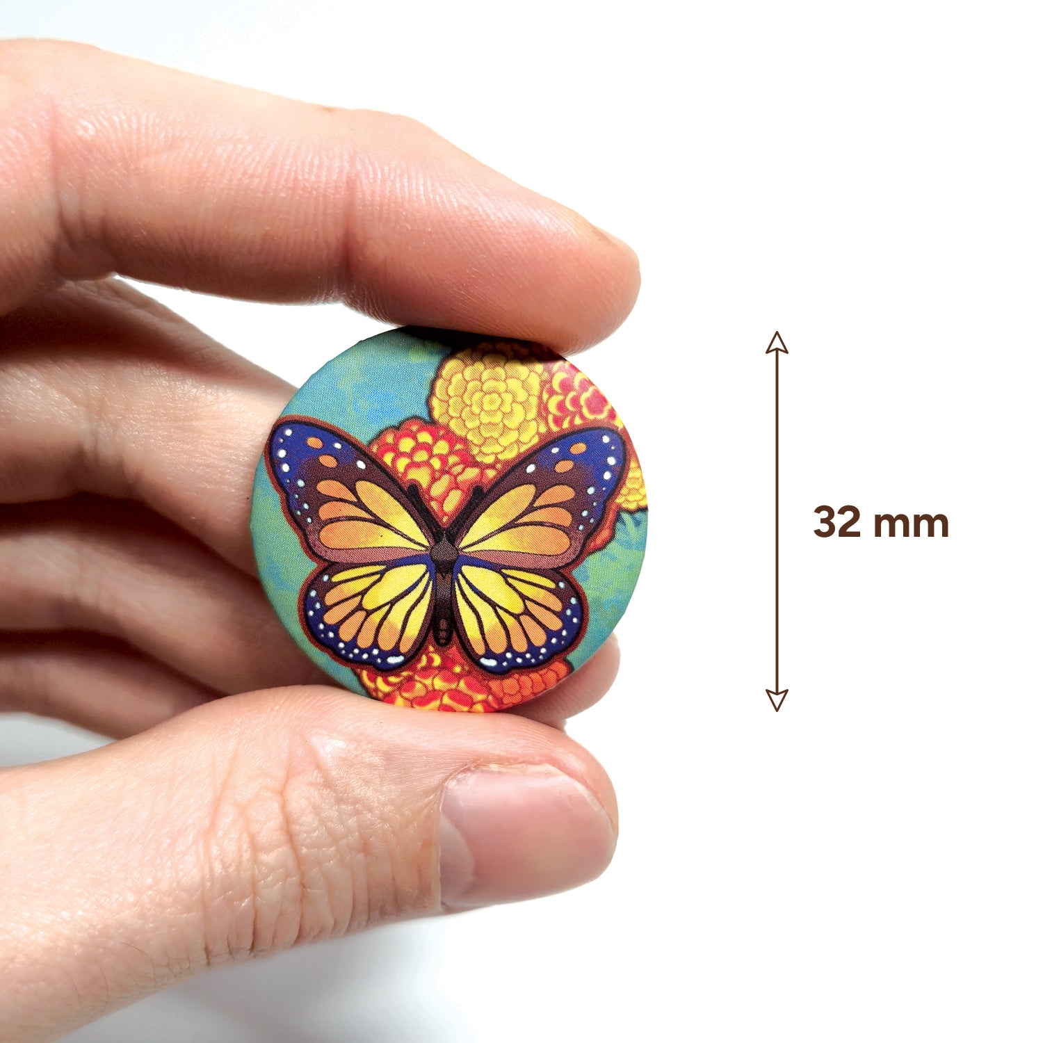 badge métal finition matte papillon viva catrina