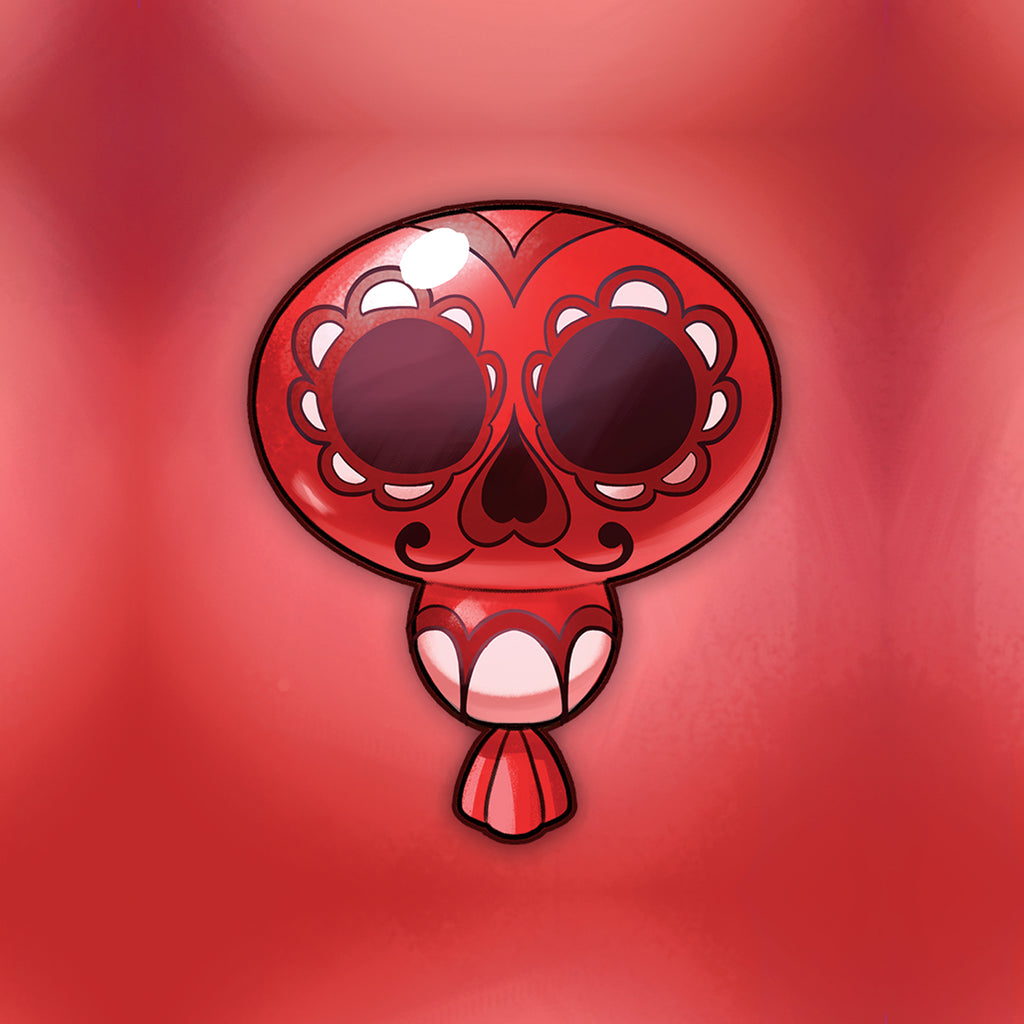 badge métal finition matte ballon rouge viva catrina