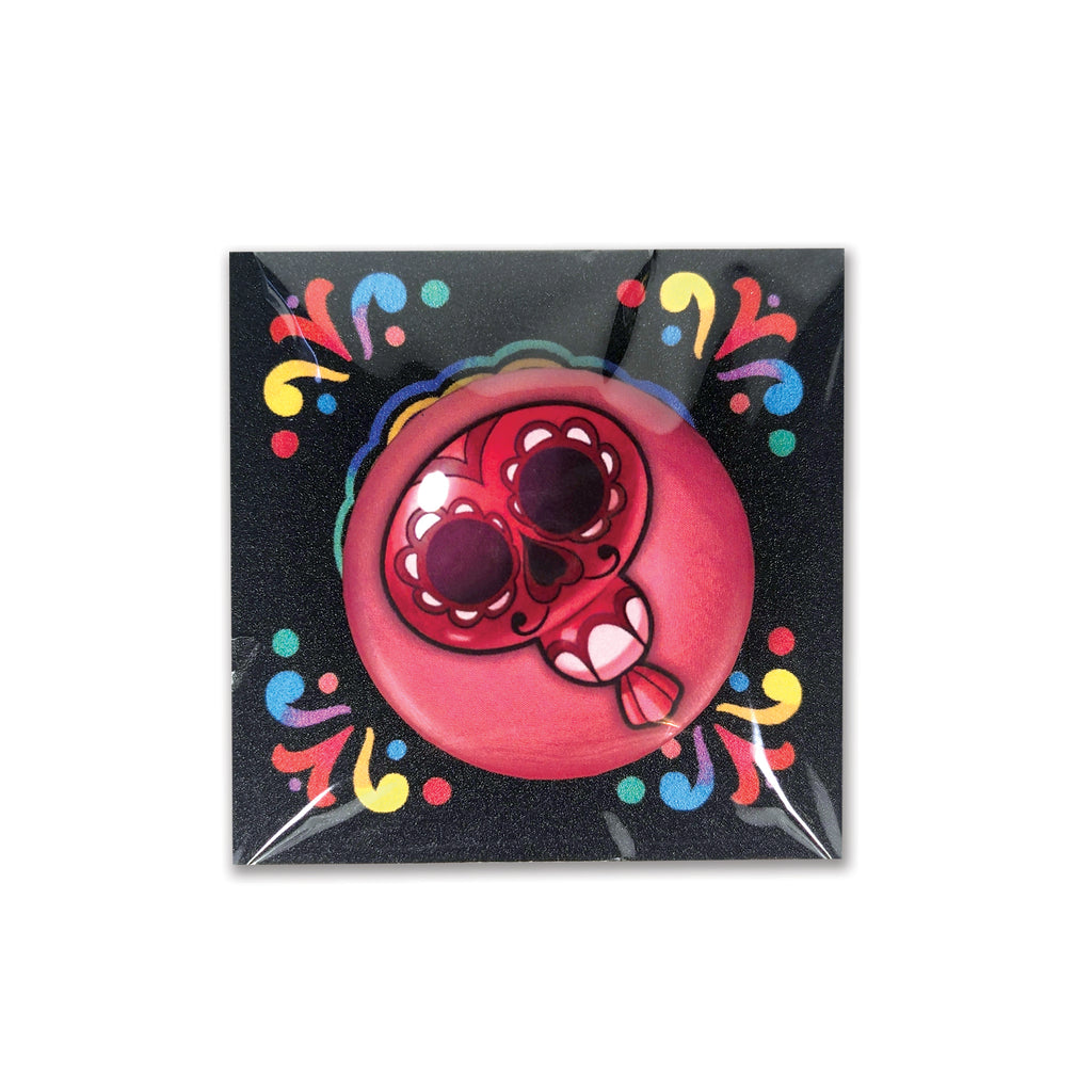 badge métal finition matte ballon rouge viva catrina