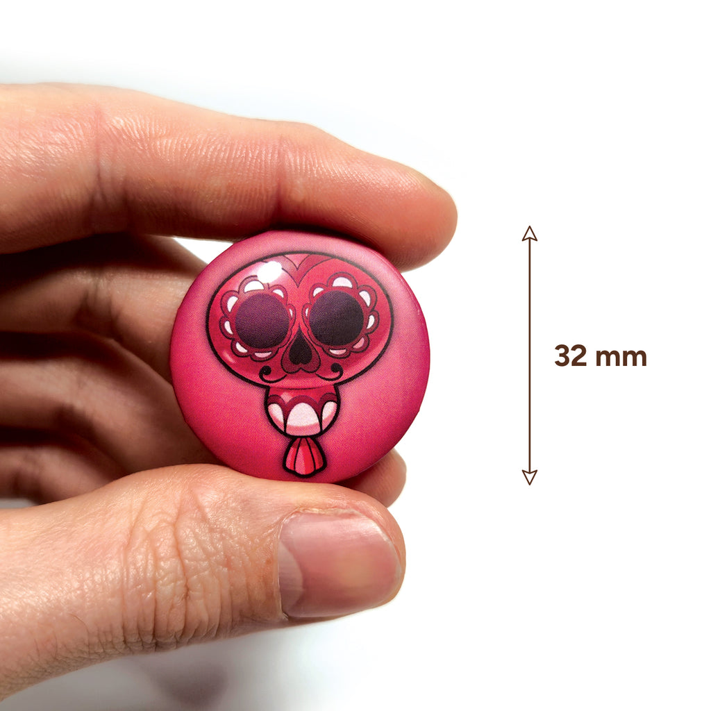 badge métal finition matte ballon rouge viva catrina