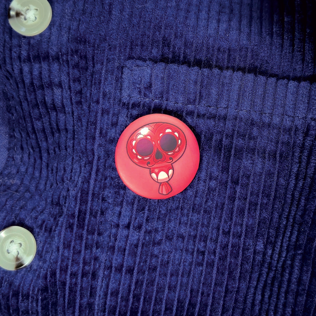badge métal finition matte ballon rouge viva catrina