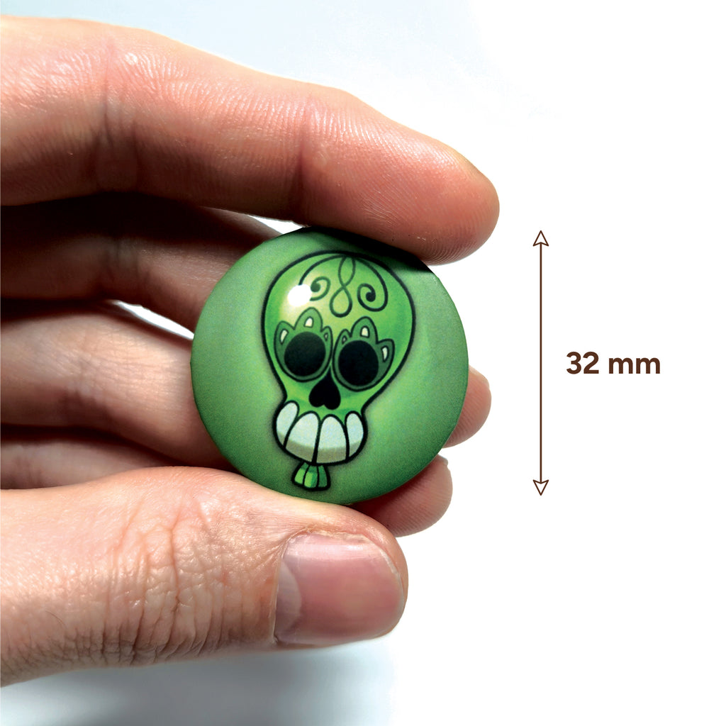 badge métal finition matte ballon vert viva catrina