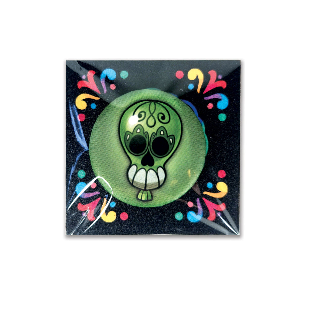badge métal finition matte ballon vert viva catrina