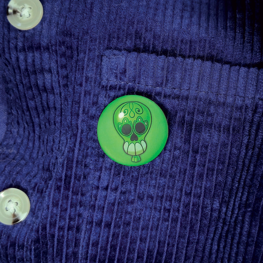 badge métal finition matte ballon vert viva catrina