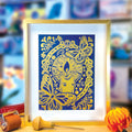 Impression de la linogravure de Viva Catrina