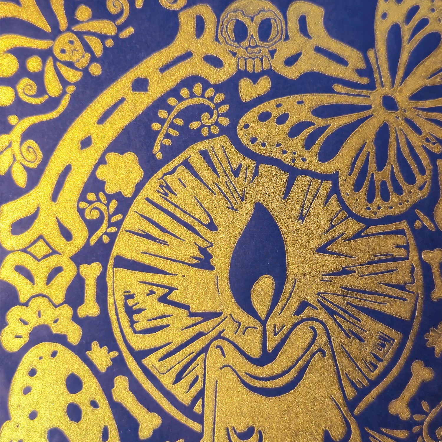 Impression de la linogravure de Viva Catrina