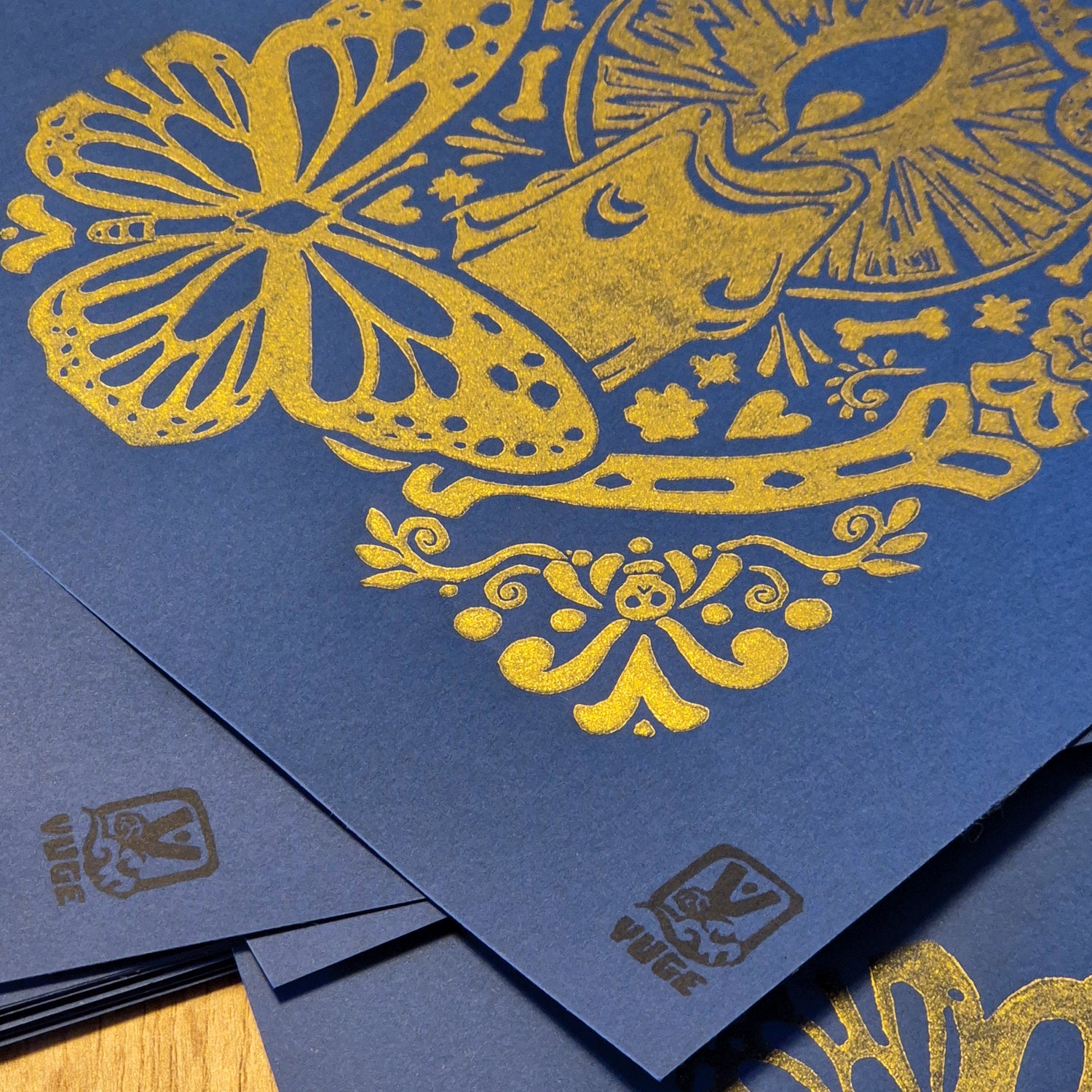 Impression de la linogravure de Viva Catrina