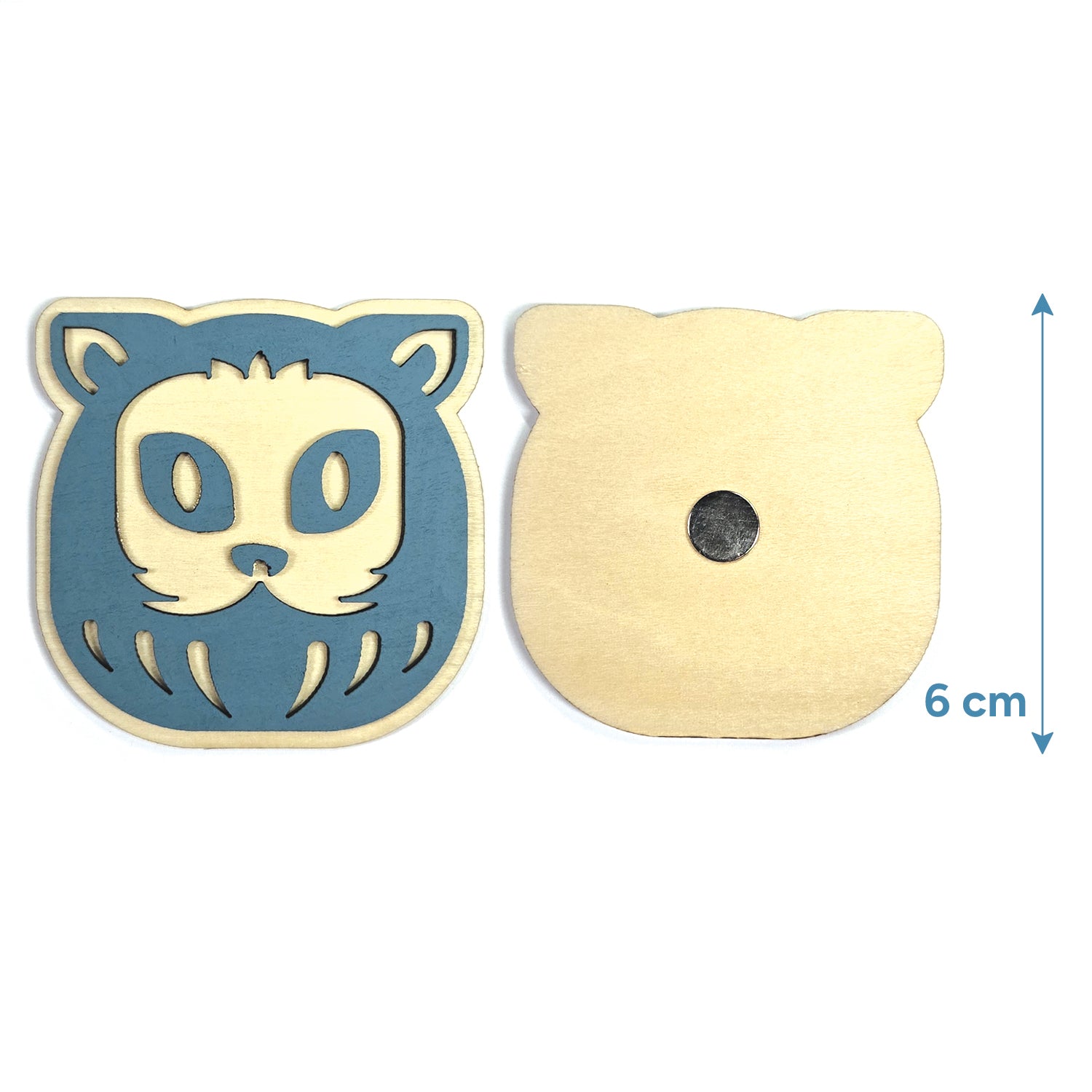 magnet charuma bleu en bois avec découpe laser