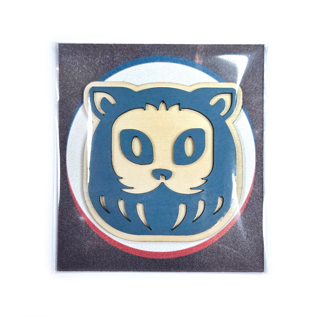 magnet charuma bleu en bois avec découpe laser