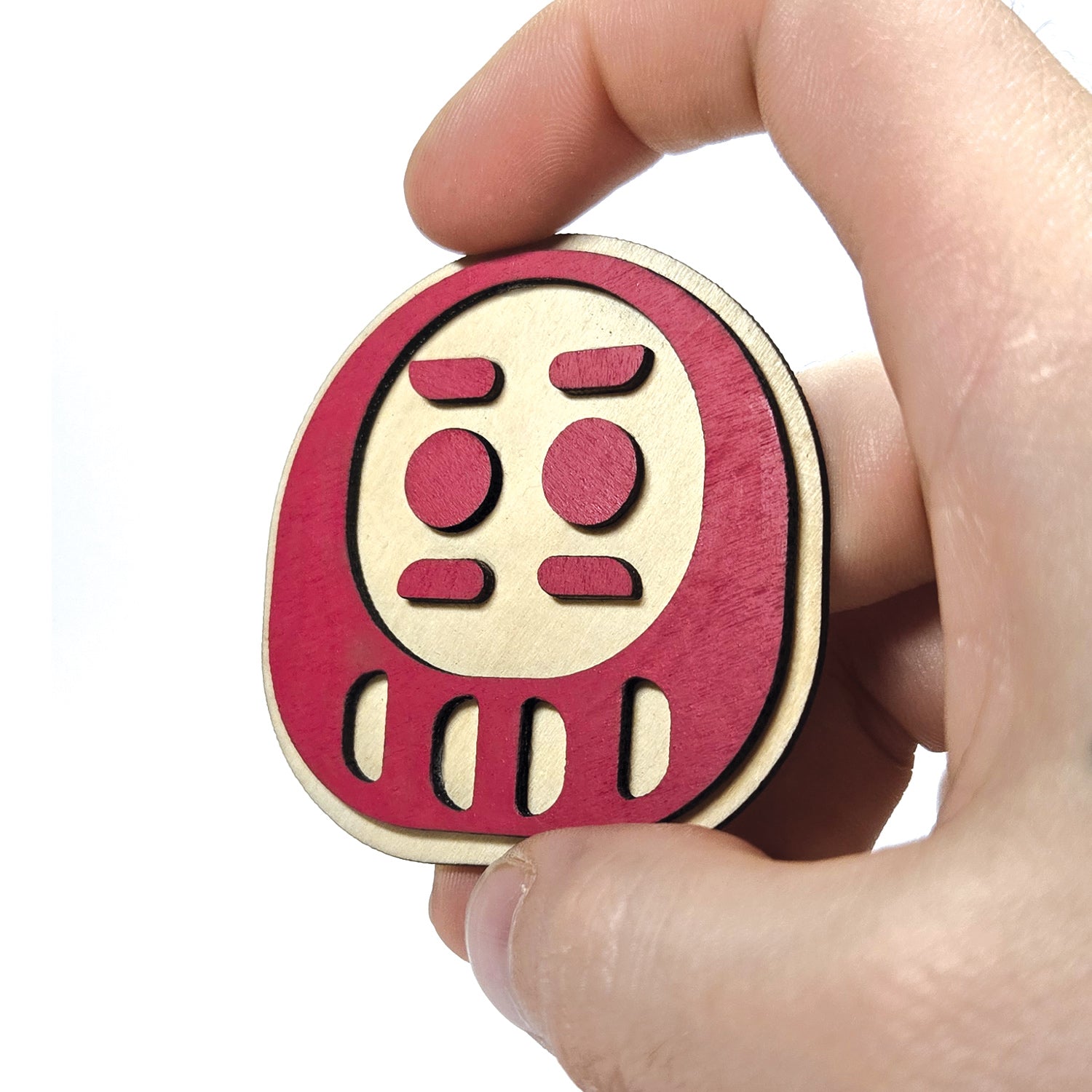 magnet charuma rouge en bois avec découpe laser