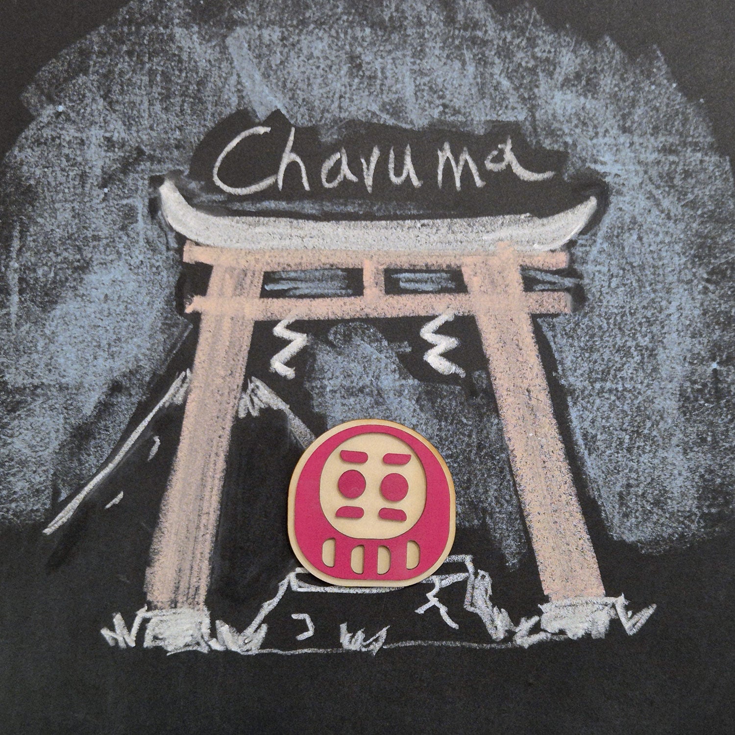 magnet charuma rouge en bois avec découpe laser