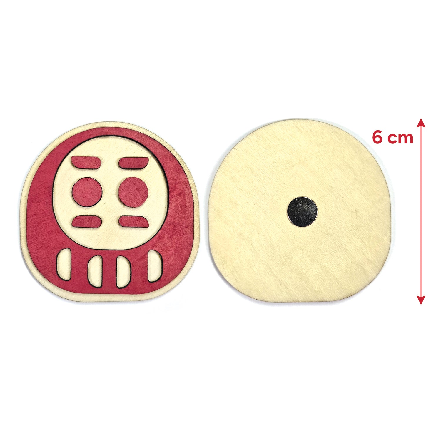 magnet charuma rouge en bois avec découpe laser