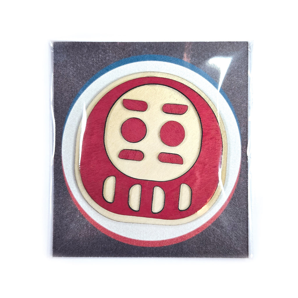 magnet charuma rouge en bois avec découpe laser