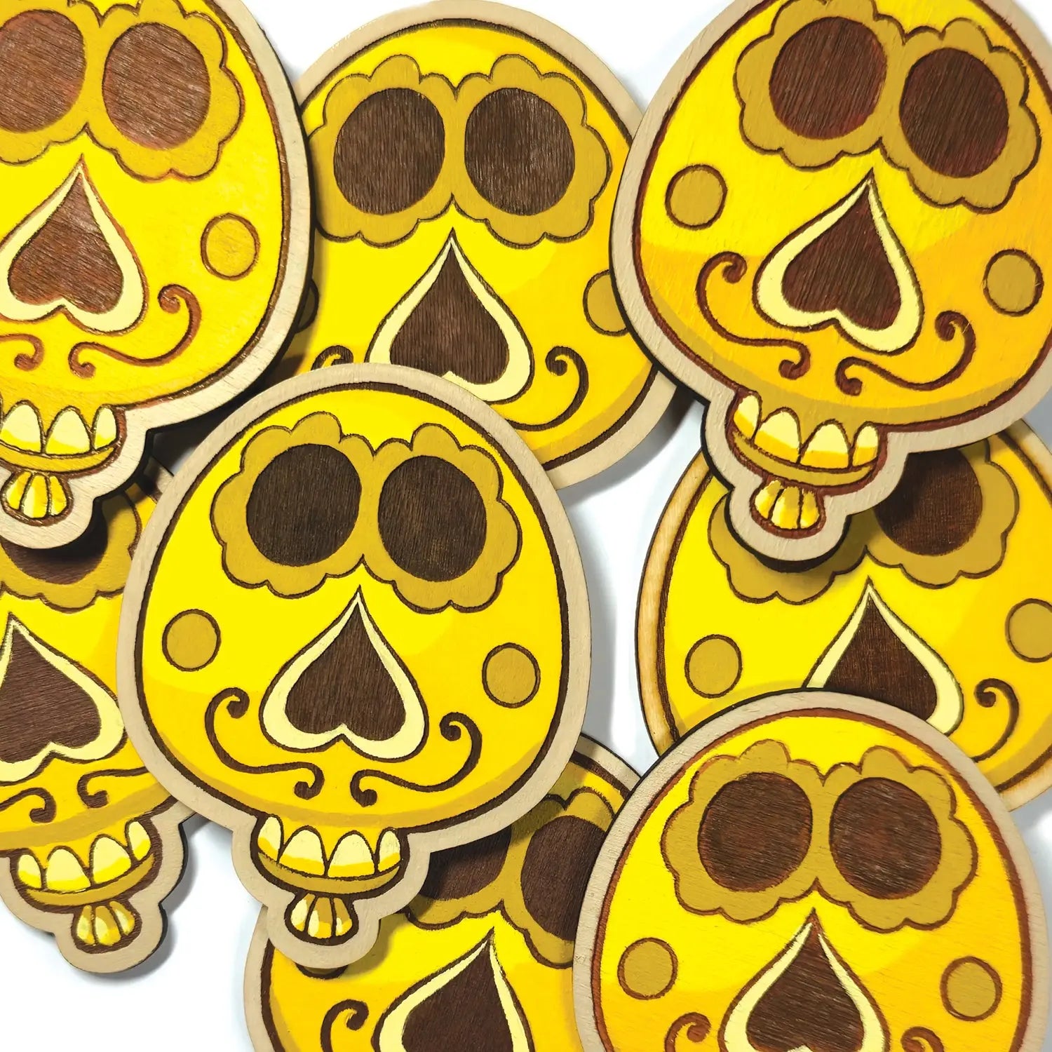 tas de magnet en bois jaune viva catrina