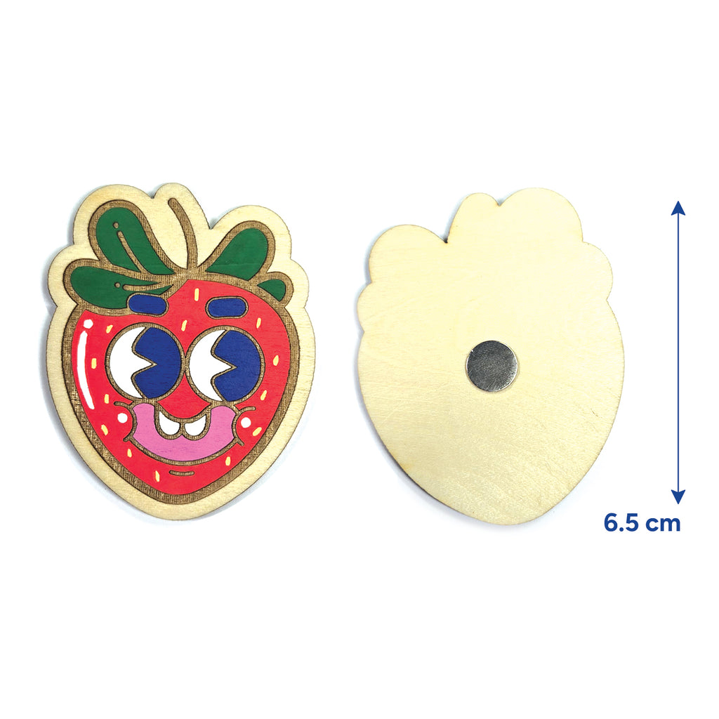 Magnet Fraise Miams en bois découpe laser