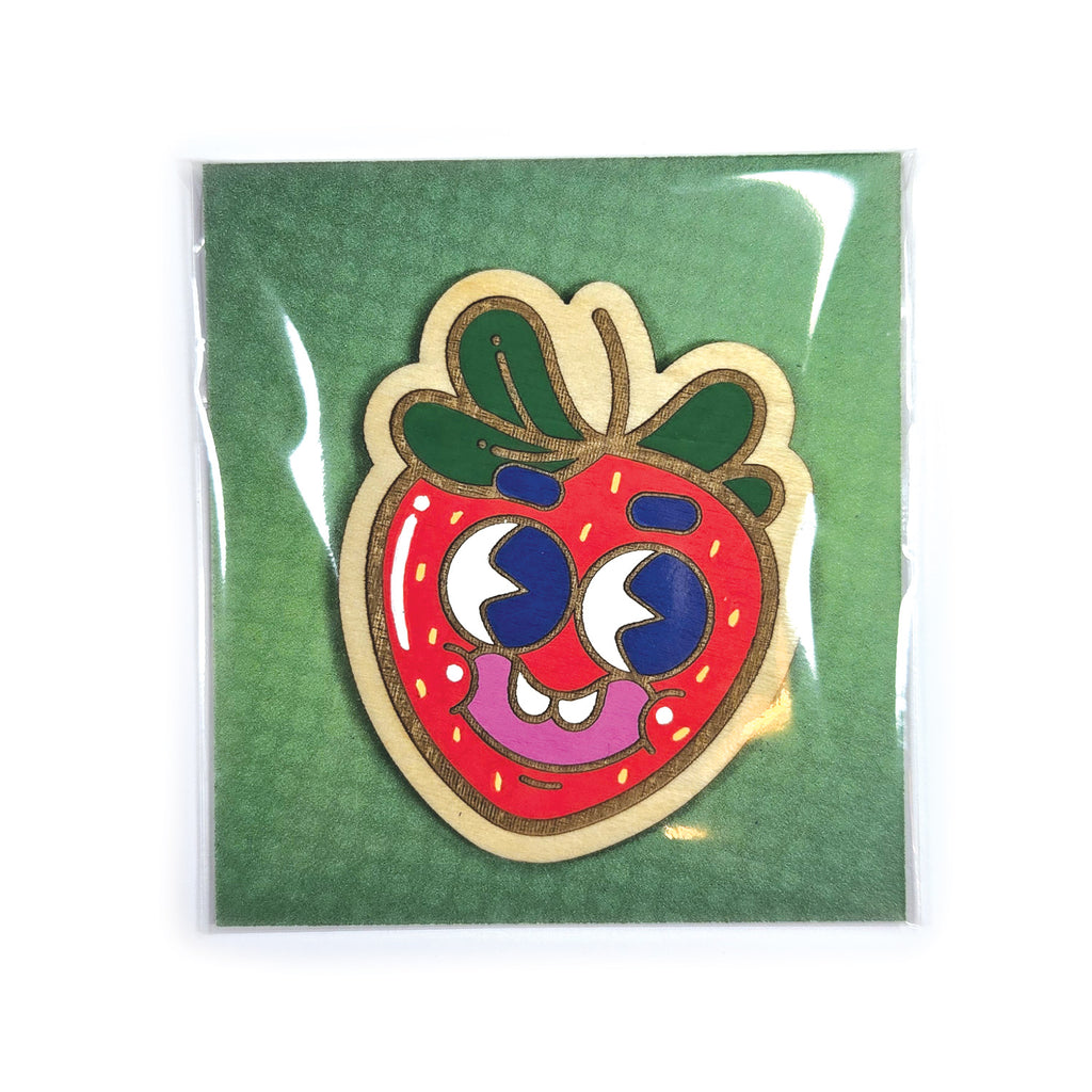 Magnet Fraise Miams en bois découpe laser