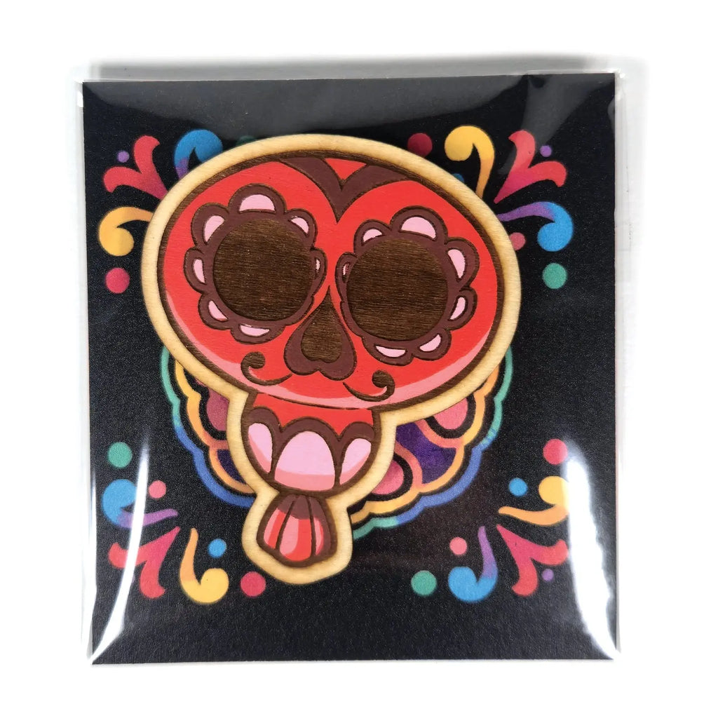 magnet en bois rouge viva catrina