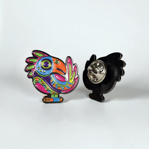 pin's métal finition matte toucan viva catrina