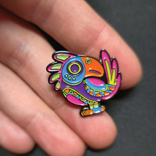 pin's métal finition matte toucan viva catrina