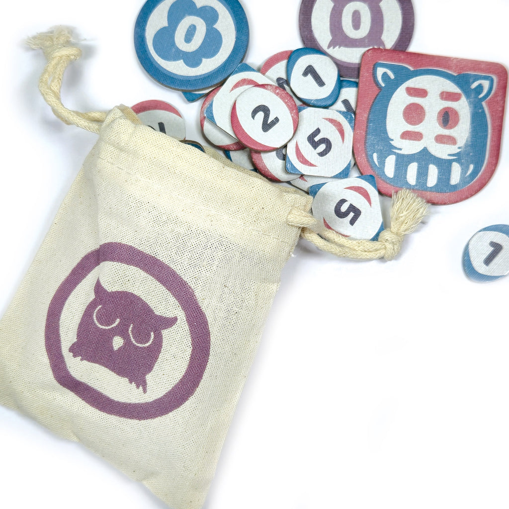Pochette Hibou Charuma en tissu pour ranger les jetons du jeu