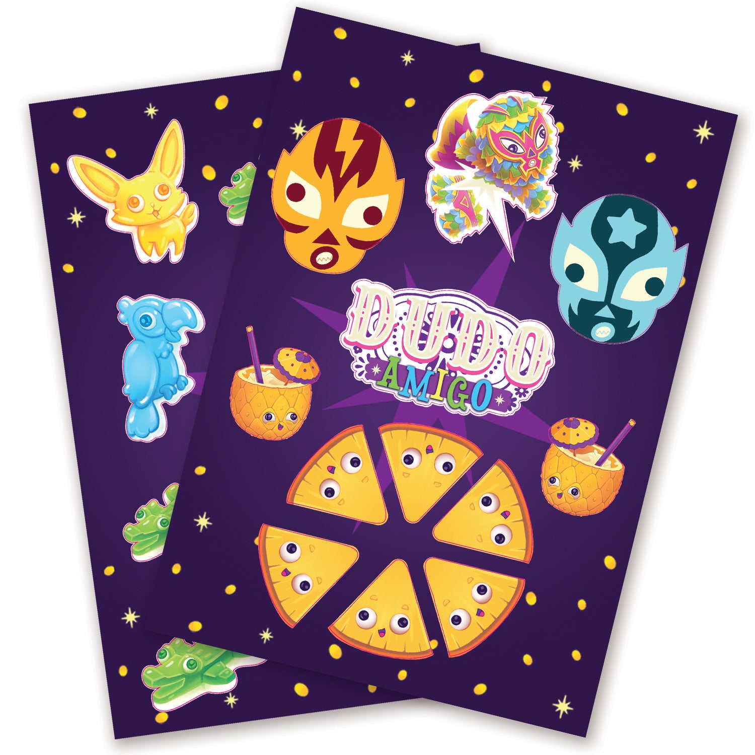 Planches de 23 stickers Dudo Amigo 2 formats A5