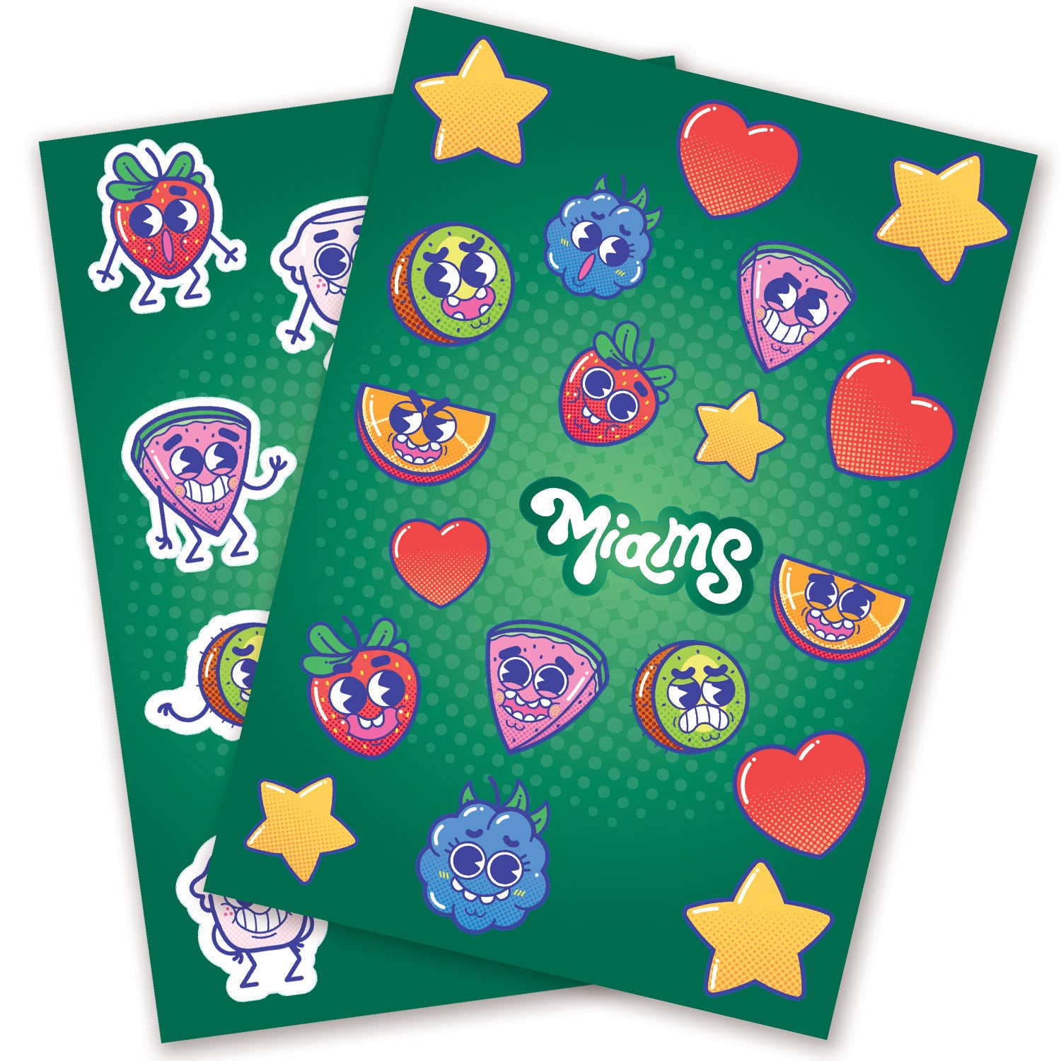 Planches de 32 stickers Miams 2 formats A5