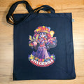 tote bag bleu foncé avec illustration viva catrina