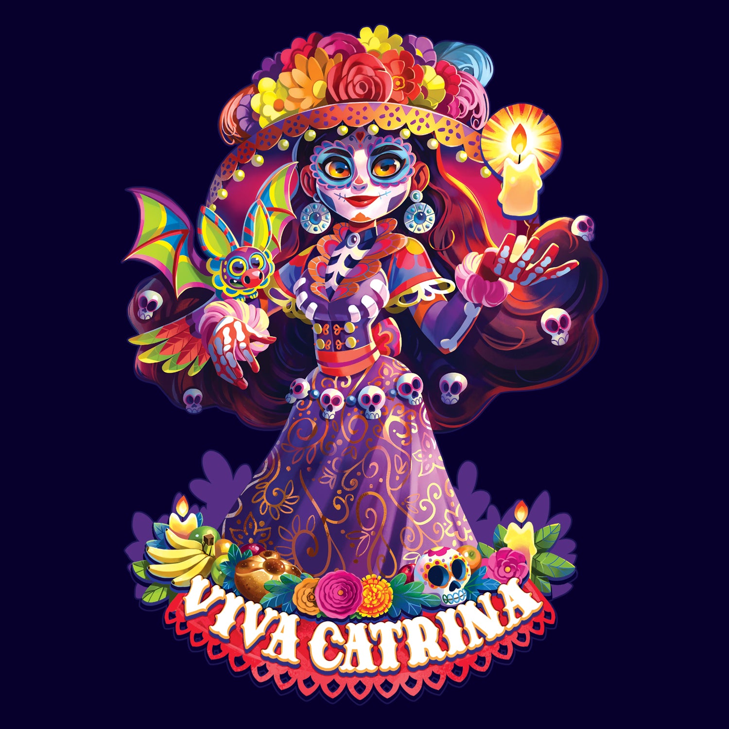 illustration numérique du visuel du tote bag viva catrina