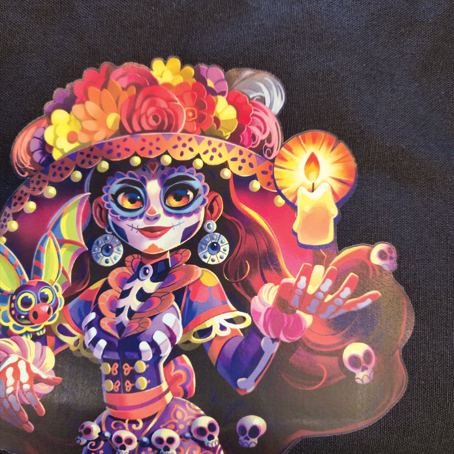 close up de l'impression  du tote bag viva catrina